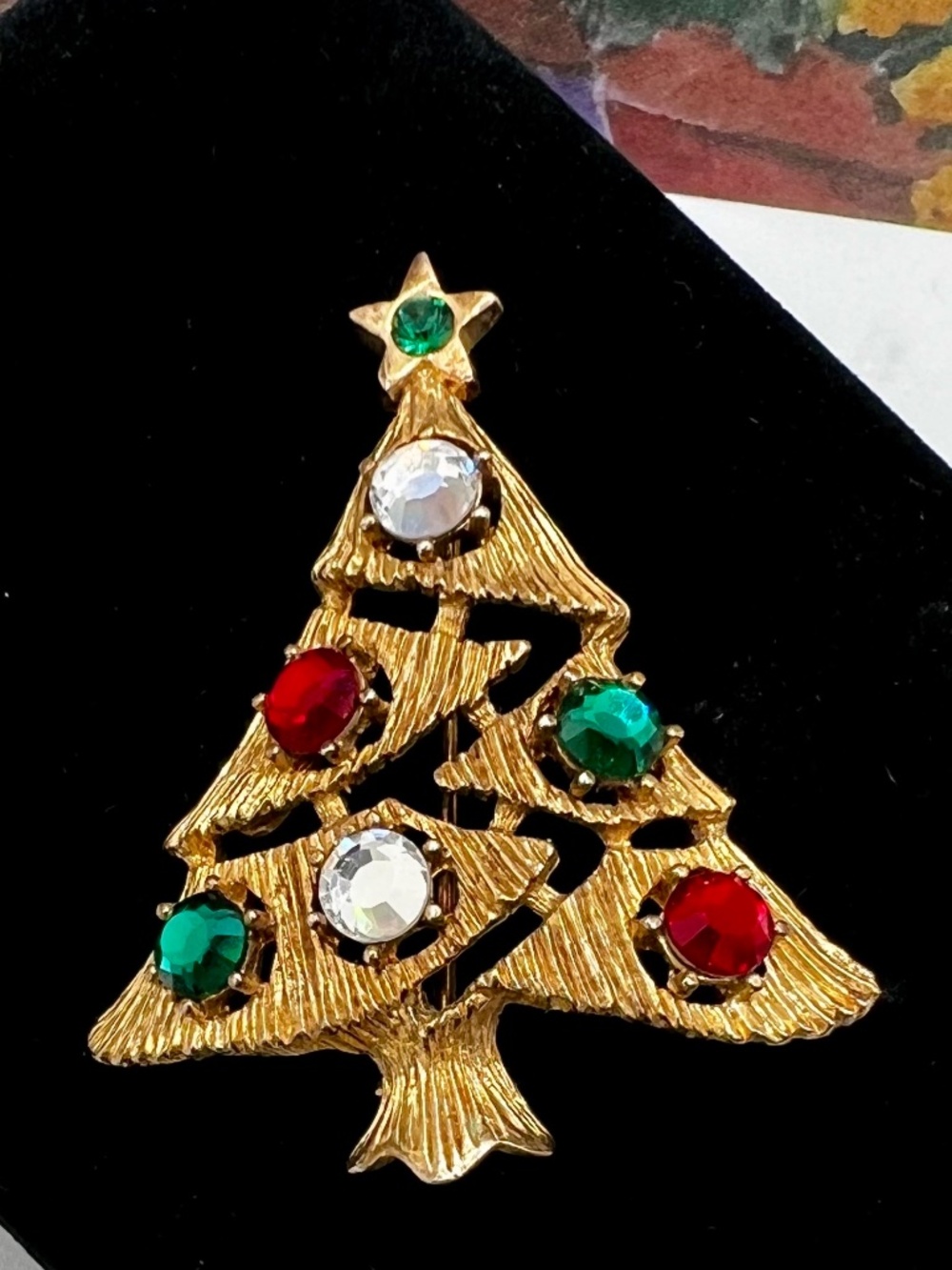 Eisenberg Ice Gold Cutout Christmas Tree Brooch
